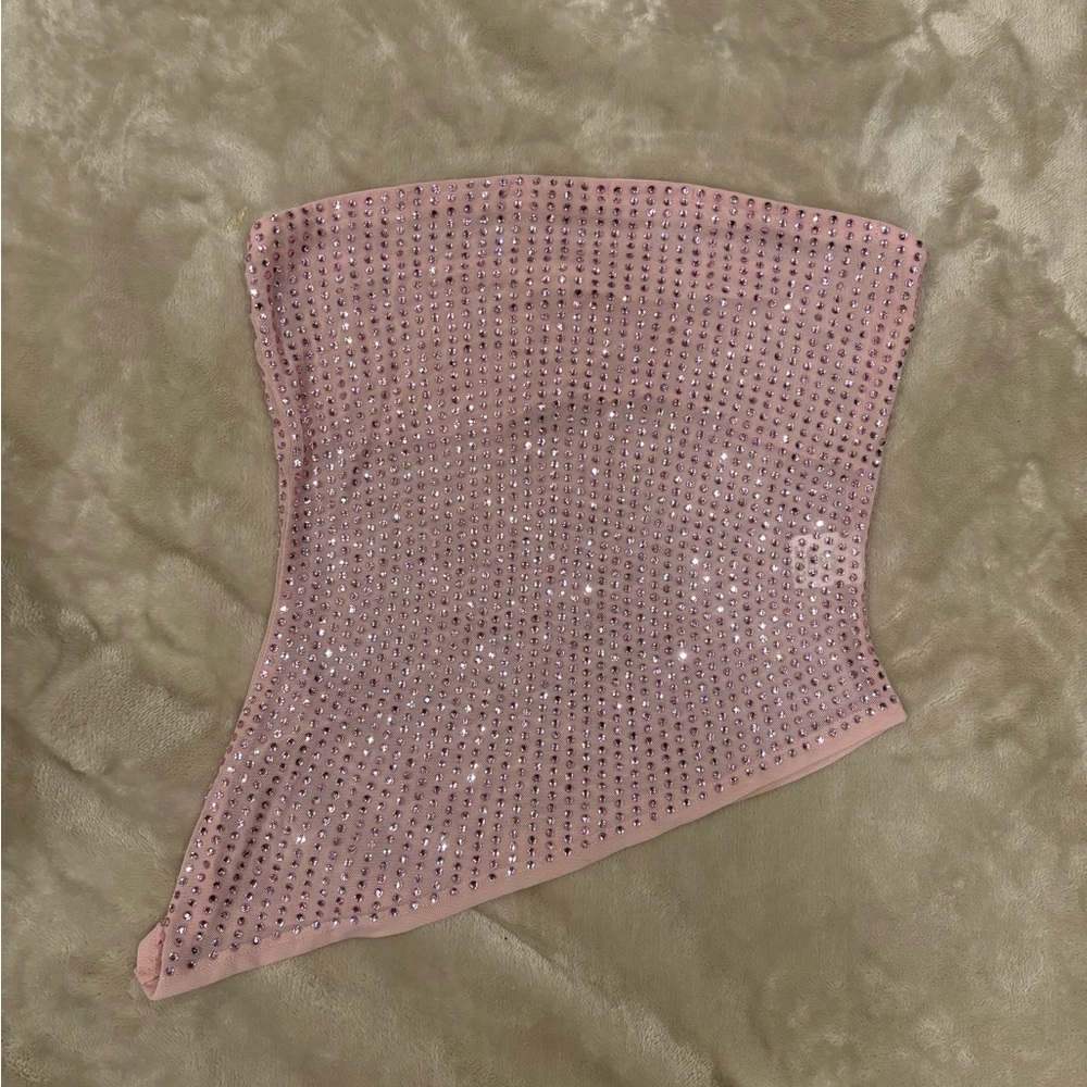 Bear Dance Pink and Gray Mesh Top